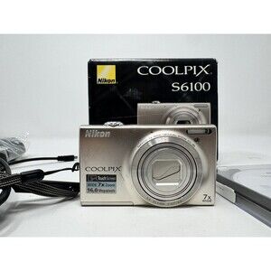 Nikon COOLPIX S6100 16.0MP Compact Digital Camera Touchscreen - Silver